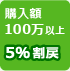 購入額100万以上5%割戻
